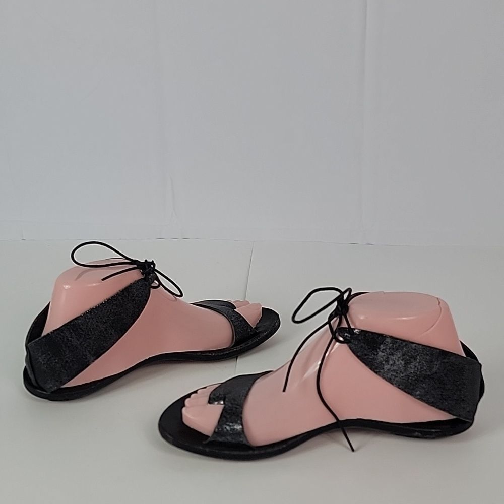 Cydwoq Copy Black Metallic Leather Women's Sandals - Picture 6 of 13